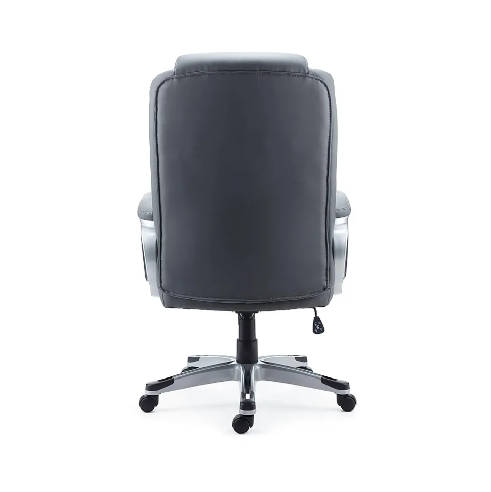 Staples Mcallum Ergonomic Bonded Leather Swivel Manager Chair, Gray (51474)