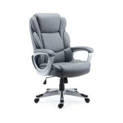 Staples Mcallum Ergonomic Bonded Leather Swivel Manager Chair, Gray (51474)