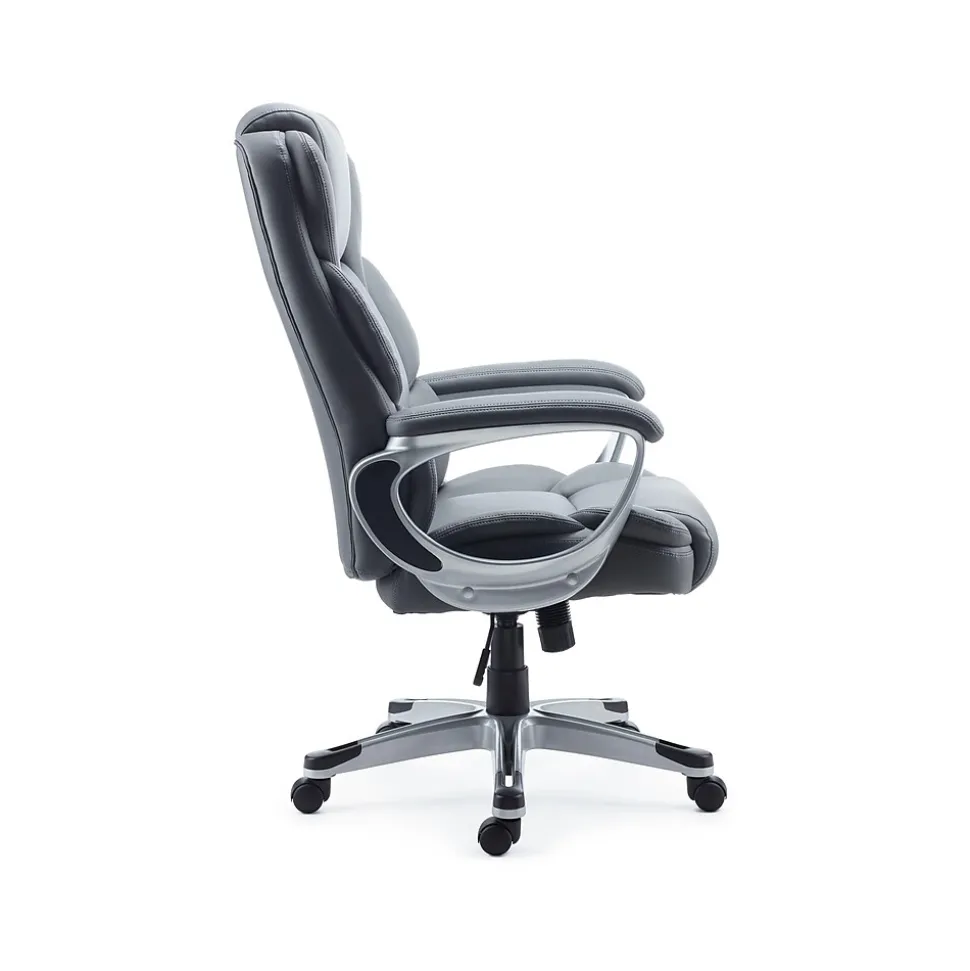 Staples Mcallum Ergonomic Bonded Leather Swivel Manager Chair, Gray (51474)