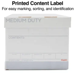 Staples Medium Duty 60% Recycled EZ Fold Corrugated File Box Lift Off Lid, Letter Size, White/Gray, 12/Carton (2489403)