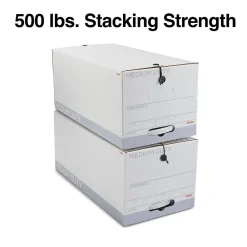 Staples Medium Duty File Box, String and Button Lid, Letter, White/Gray, 12/Case (TR59221)