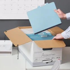 Staples Medium Duty File Box, String and Button Lid, Letter, White/Gray, 12/Case (TR59221)