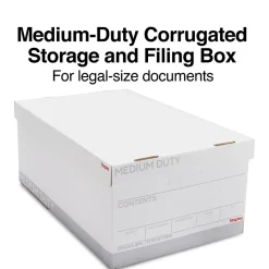Staples Medium Duty File Box, Lift Off Lid, Legal, White/Gray, 4/Carton (TR59216)