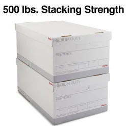Staples Medium Duty File Box, Lift Off Lid, Legal, White/Gray, 12/Carton (TR59217)