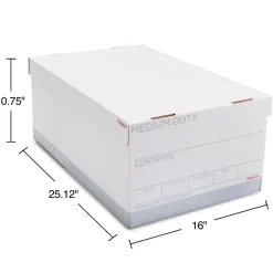 Staples Medium Duty File Box, Lift Off Lid, Legal, White/Gray, 12/Carton (TR59217)