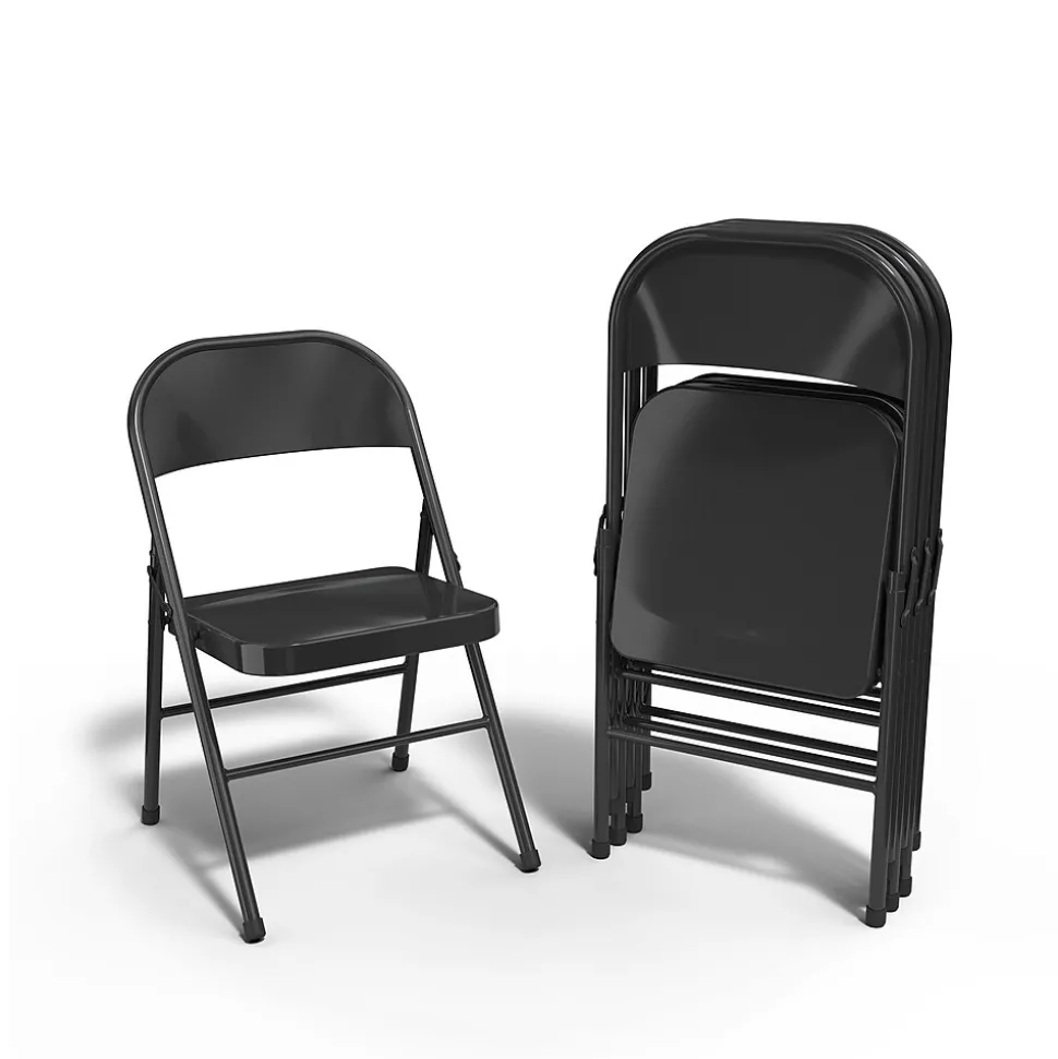 Staples® Metal Office Stacking & Folding Chair, Black, 4/Pack (51501)