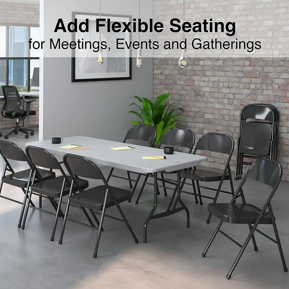 Staples® Metal Office Stacking & Folding Chair, Black, 4/Pack (51501)