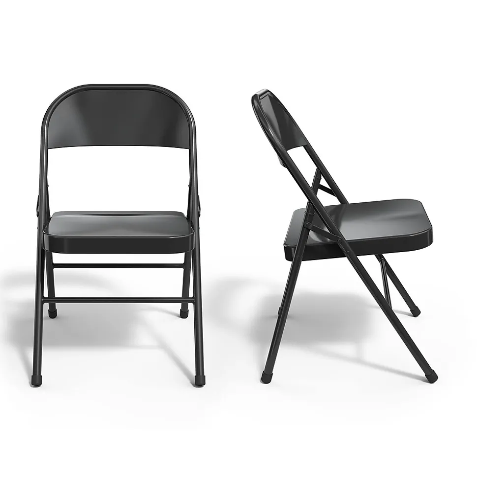 Staples® Metal Office Stacking & Folding Chair, Black, 4/Pack (51501)