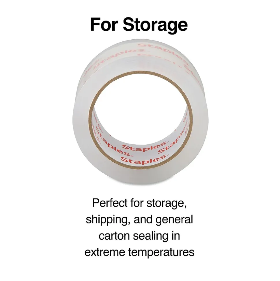 Staples® Moving & Storage Packing Tape with Dispenser, 1.88" x 54.6 Yds, Clear, 4/Rolls (31687)