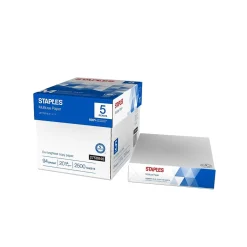 Staples Multiuse Copy Paper, 8.5" x 11", 20 lbs., 94 Brightness, 500 Sheets/Ream, 5 Reams/Carton (51928)