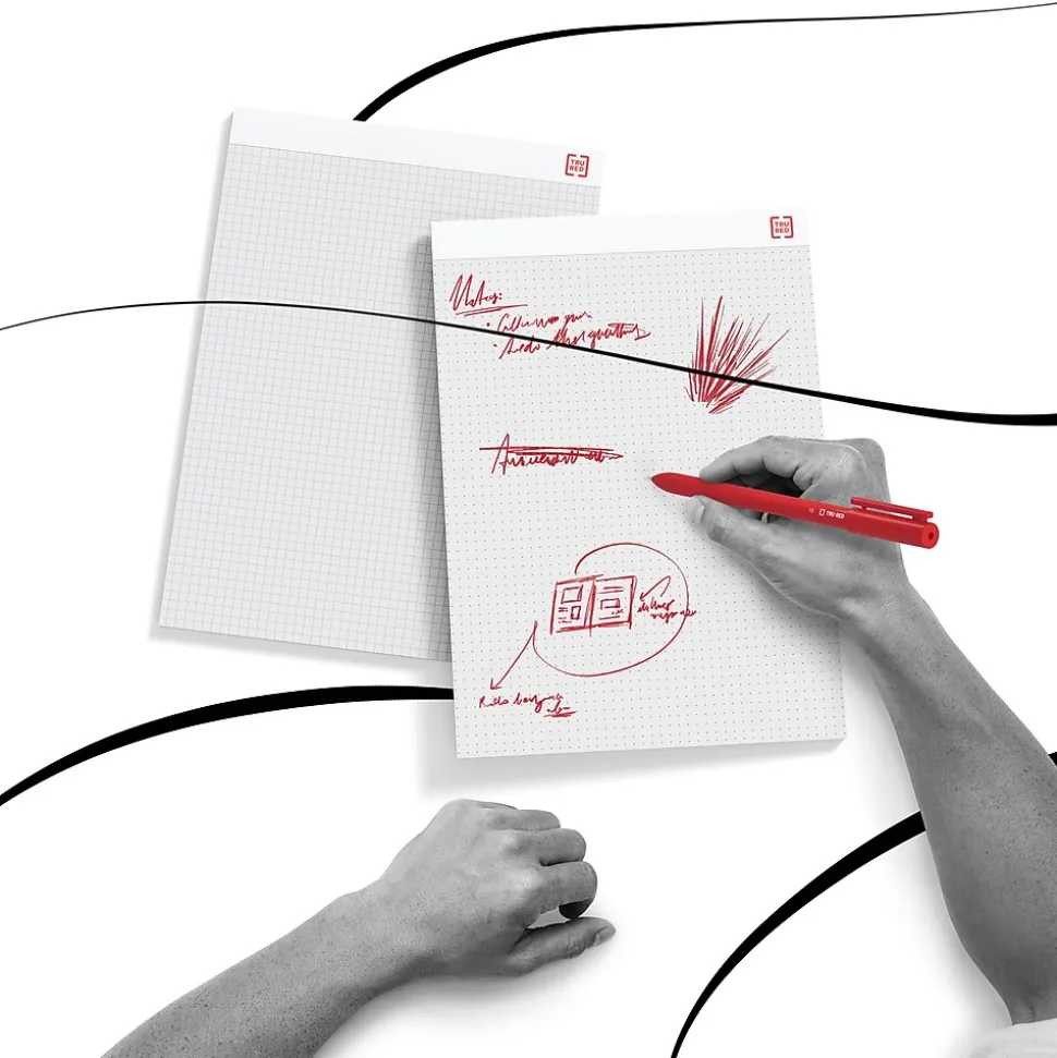 Staples Notepad, 8.5" x 11" (US letter), Wide Ruled, White, 50 Sheets/Pad, Dozen Pads/Pack, 6 Packs/Case (TR57334CT)