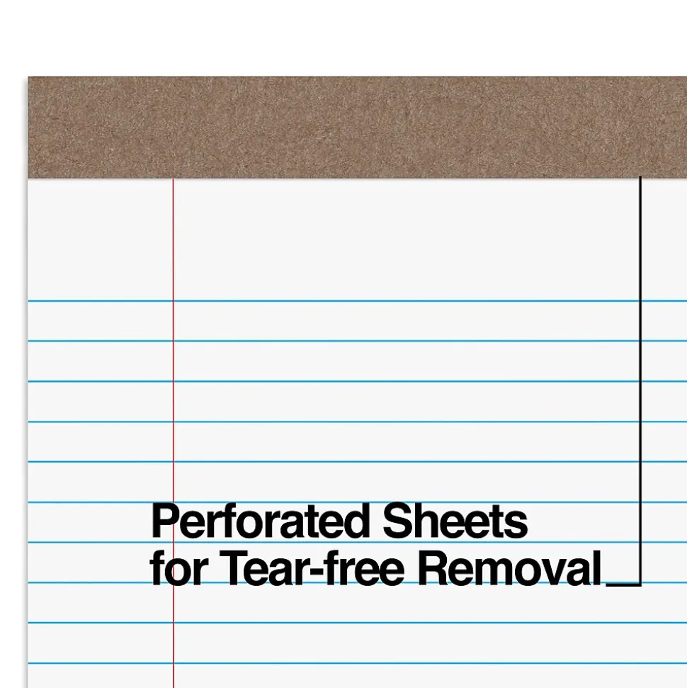 Staples Notepads, 8.5" x 14" (legal), Wide Ruled, White, 50 Sheets/Pad, Dozen Pads/Pack (58189)