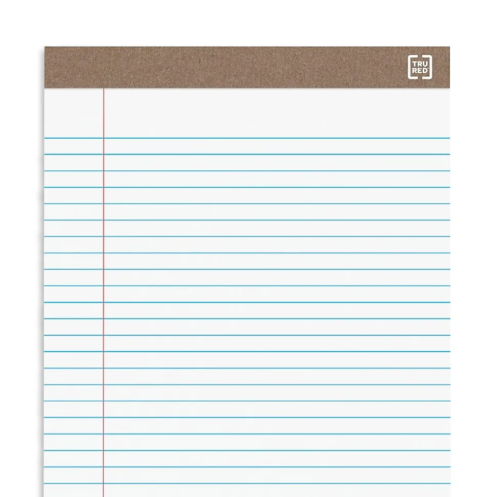 Staples Notepads, 8.5" x 14" (legal), Wide Ruled, White, 50 Sheets/Pad, Dozen Pads/Pack (58189)
