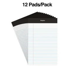 Staples Notepads, 5" x 8", Narrow Ruled, White, 50 Sheets/Pad, Dozen (ST57338)