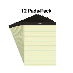 Staples Notepads, 8.5" x 11.75", Wide Ruled, Canary, 50 Sheets/Pad, Dozen (ST57300)