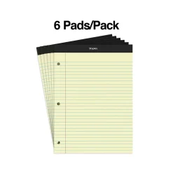 Staples Notepads, 8.5" x 11.75", Wide Ruled, Canary, 100 Sheets/Pad, 6 Pads/Pack (ST57349)