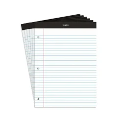 Staples Notepads, 8.5" x 11.75", Wide Ruled, White, 100 Sheets/Pad, 6 Pads/Pack (ST57350)