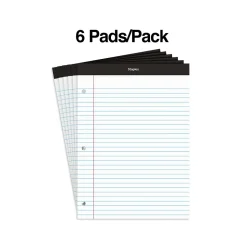 Staples Notepads, 8.5" x 11.75", Wide Ruled, White, 100 Sheets/Pad, 6 Pads/Pack (ST57350)