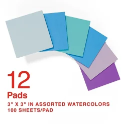 Staples Notes, 3" x 3", Marina Collection, 100 Sheet/Pad, 12 Pads/Pack (19758-US)