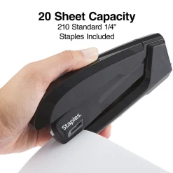 Staples One-Touch Desktop Stapler, 20 Sheet Capacity, Black (44436)