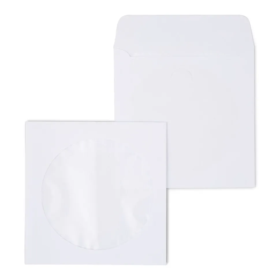 Staples Open End CD/DVD Envelopes, 5" x 5", White, 50/Box (12257)