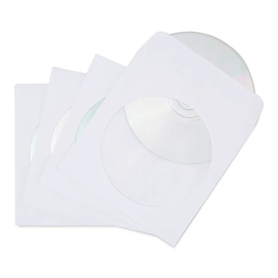 Staples Open End CD/DVD Envelopes, 5" x 5", White, 50/Box (12257)