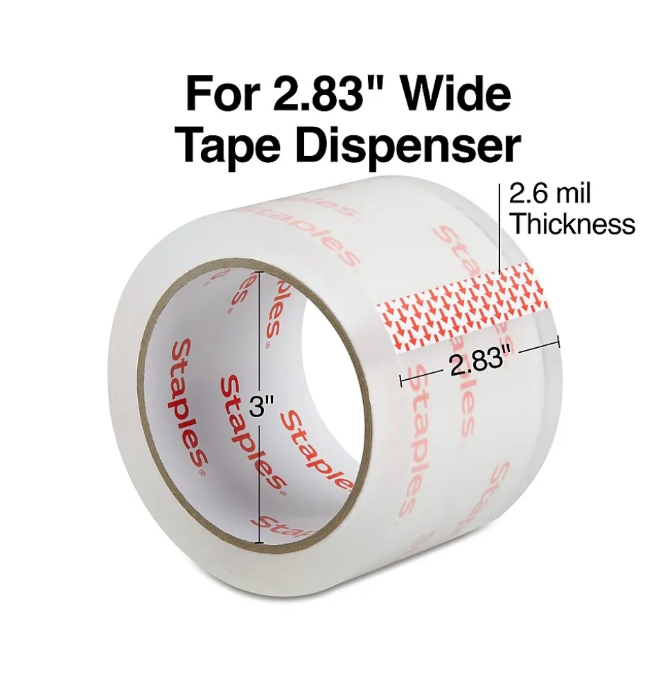 Staples Packing Tape, 2.83"W x 54.6 yds., Clear, 6/Pack (52209/ST-XW26-6)