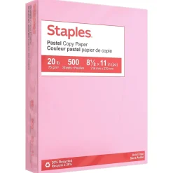 Staples Pastel 30% Recycled Color Copy Paper, 20 lbs., 8.5" x 11", Pink, 500/Ream (14779)