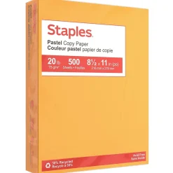 Staples Pastel 30% Recycled Color Copy Paper, 20 lbs., 8.5" x 11", Goldenrod, 500/Ream (14788)