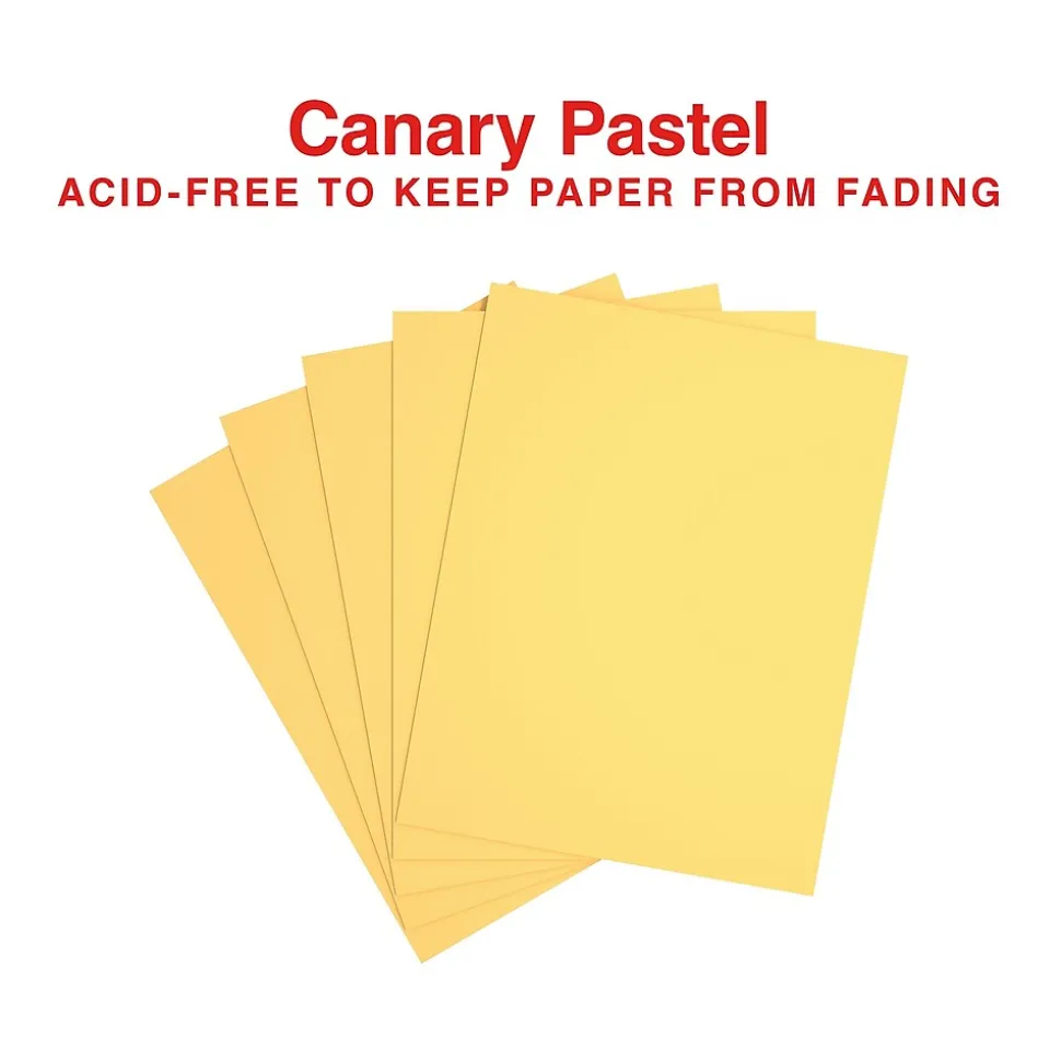 Staples Pastel 30% Recycled Color Copy Paper, 20 lbs., 8.5" x 11", Canary, 500/Ream (14787)