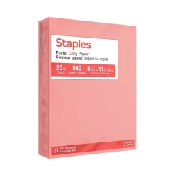 Staples Pastel 30% Recycled Color Copy Paper, 20 lbs., 8.5" x 11", Salmon, 500/Ream (14783)