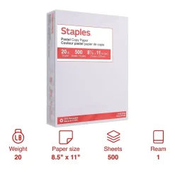 Staples Pastel 30% Recycled Color Copy Paper, 20 lbs., 8.5" x 11", Gray, 500/Ream (14785)