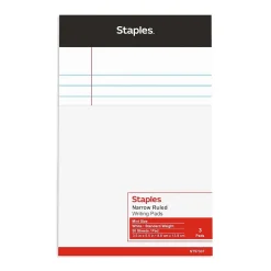 Staples® Perforated Mini Legal Writing Pads - Narrow Ruled, 3.5