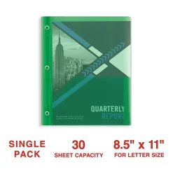 Staples 2-Pocket Plastic Presentation Folder with Fasteners, Green (ST26388-CC)