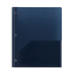 Staples 2-Pocket Plastic Presentation Folder with Fasteners, Navy (ST26389-CC)