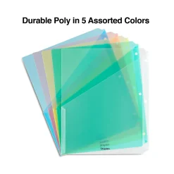 Staples Poly Binder Pocket, 3-Hole Punched, Assorted Colors, 5/Pack (ST15158-CC)