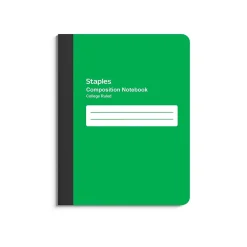 Staples Poly Composition Notebook, 7.5" x 9.75", College Ruled, 80 Sheets, Green (ST55079)