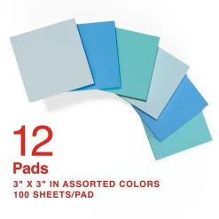 Staples® Pop-up Notes, 3" x 3", Ocean Views Collection, 100 Sheet/Pad, 12 Pads/Pack (S-33WCP12)