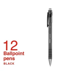 Staples Postscript Retractable Ballpoint Pens, Fine Point, Black Ink, Dozen (18264)