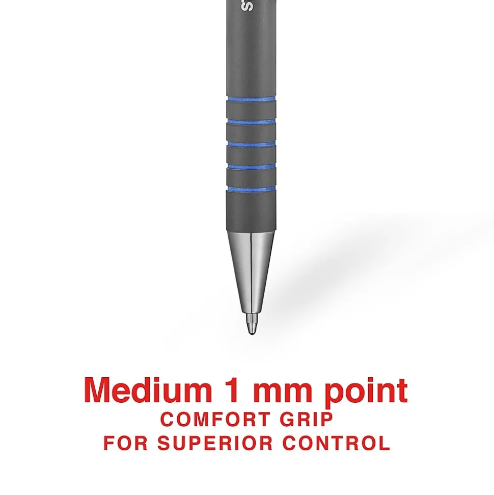 Staples Postscript Retractable Ballpoint Pens, Medium Point, Blue Ink, Dozen (18263)