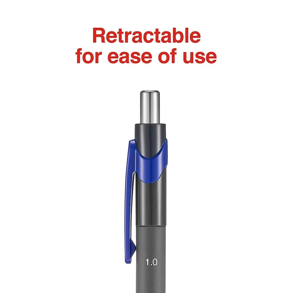 Staples Postscript Retractable Ballpoint Pens, Medium Point, Blue Ink, Dozen (18263)