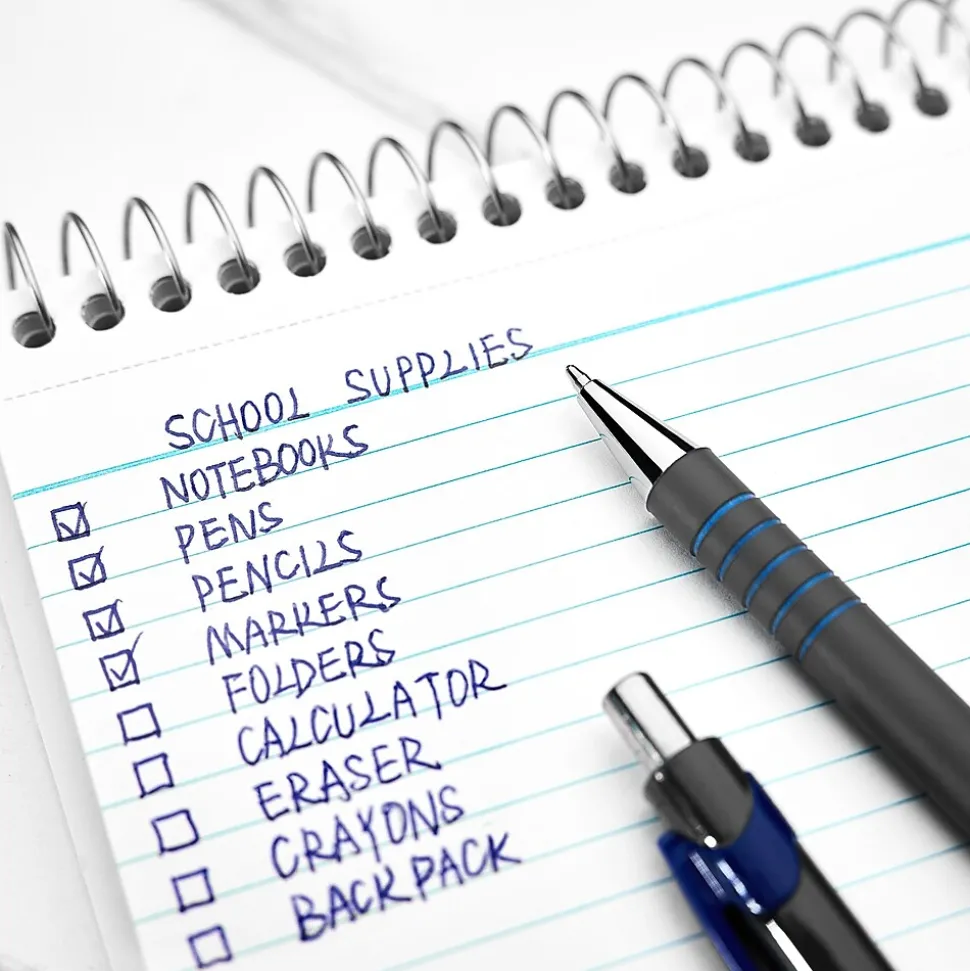 Staples Postscript Retractable Ballpoint Pens, Medium Point, Blue Ink, Dozen (18263)