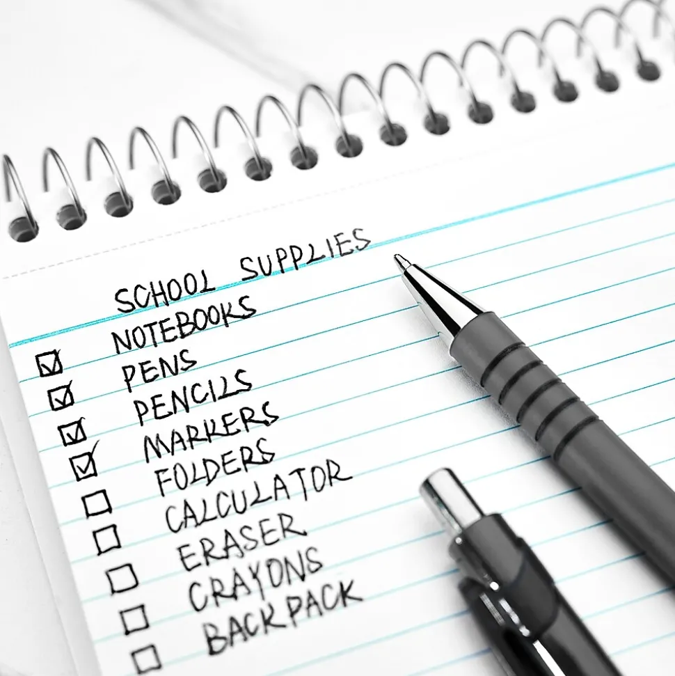 Staples Postscript Retractable Ballpoint Pens, Medium Point, Black Ink, Dozen (18262)