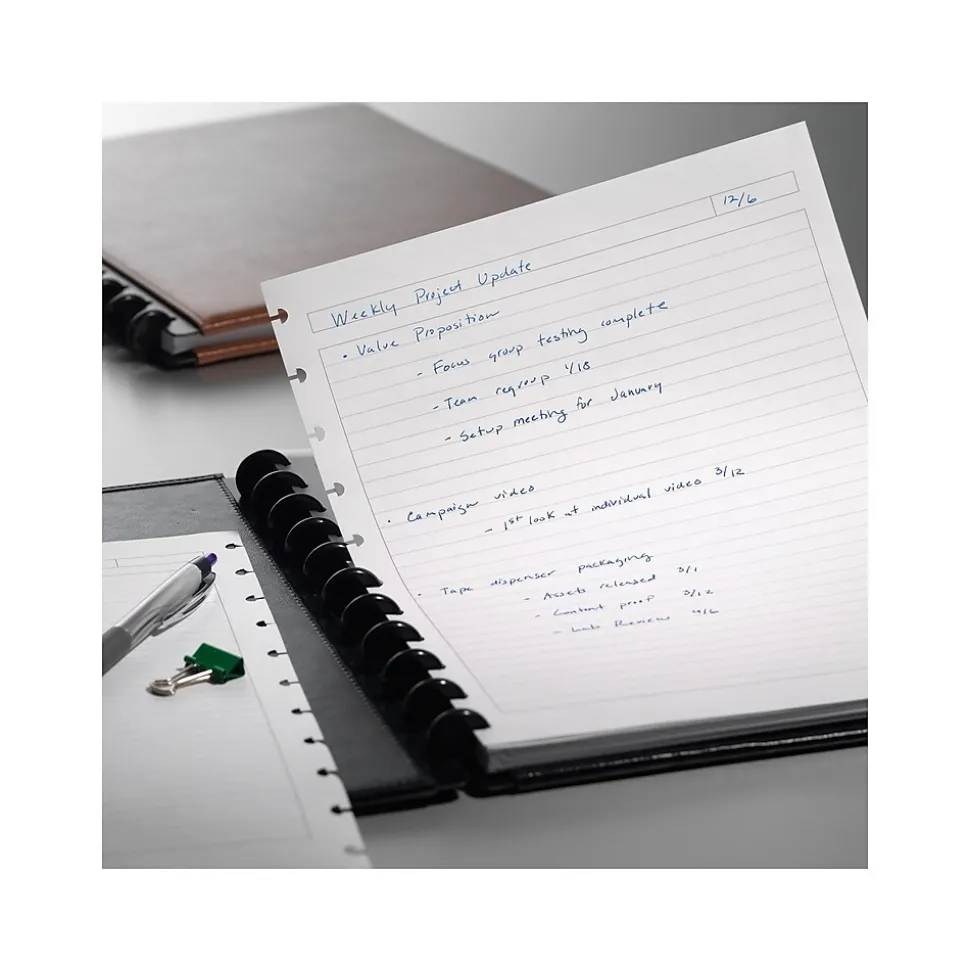 Staples Premium Arc Notebook System Refill Paper, 8.5" x 11", 50 Sheets, Narrow Ruled, White (19992)