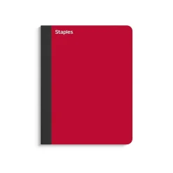 StaplesĀ® Premium Composition Notebooks, 7.5" x 9.75", College Ruled, 100 Sheets, Red (TR58344M CC)