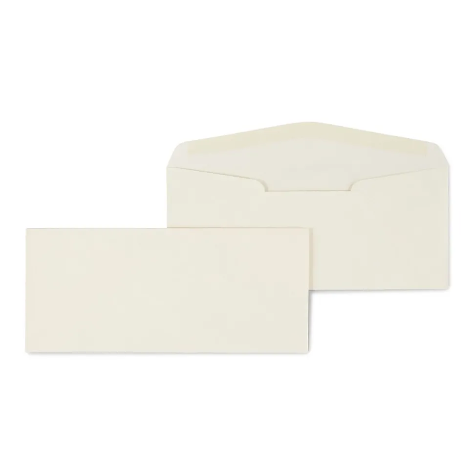 Staples Premium Gummed #10 Business Envelopes, 4 1/8" x 9 1/2", Ivory, 500/Box (918211/19420)
