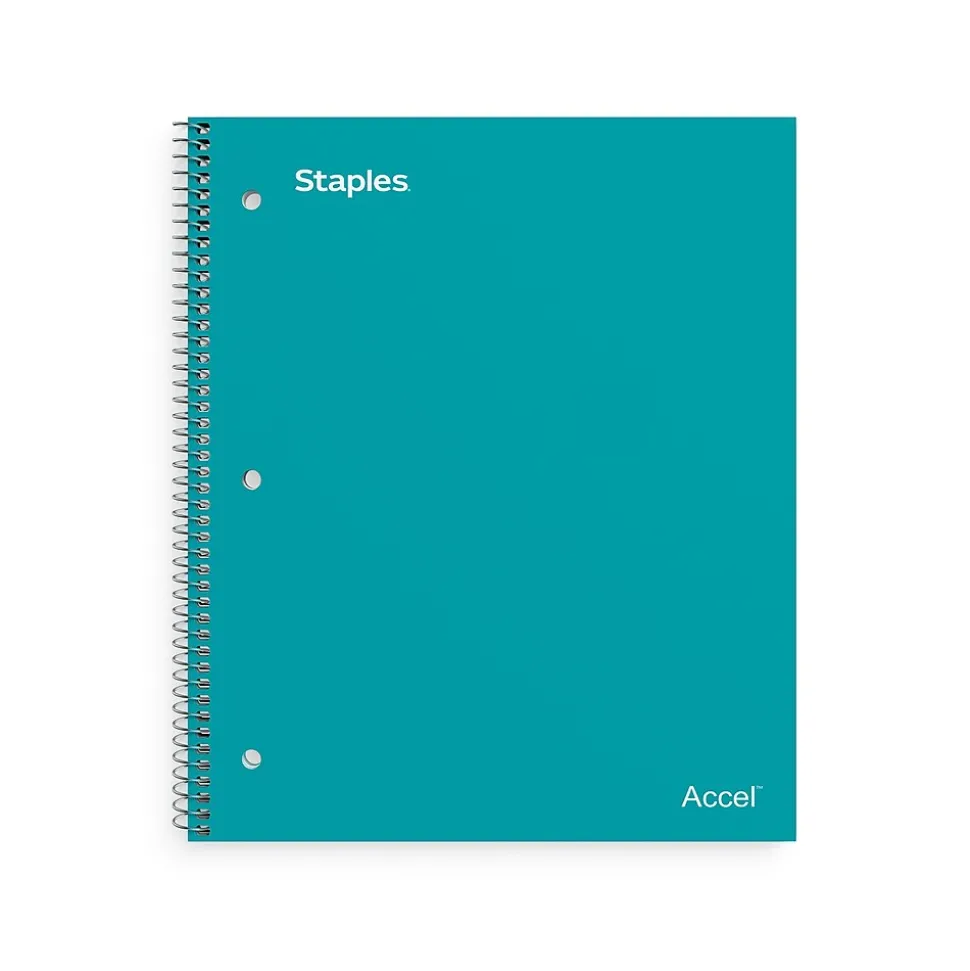 Staples Premium Poly 5-Subject Notebook, 8.5" x 11", College Ruled, 200 Sheets, Teal (TR58320)