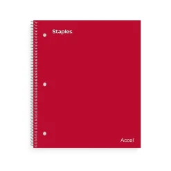 Staples Premium Poly 5-Subject Notebook, 8.5" x 11", College Ruled, 200 Sheets, Red (ST58319)