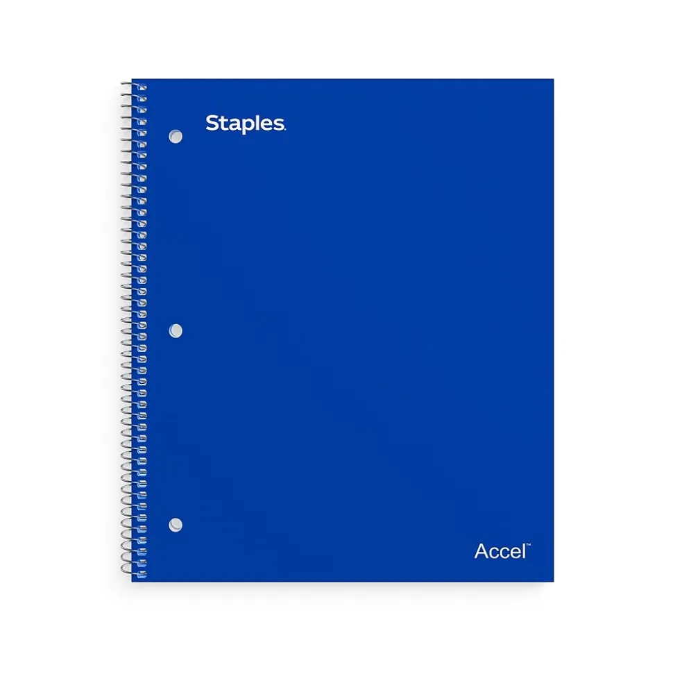 Staples Premium Poly 5-Subject Notebook, 8.5" x 11", College Ruled, 200 Sheets, Blue (TR58318)
