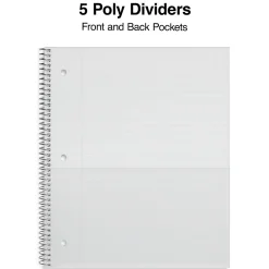 Staples Premium Poly 5-Subject Notebook, 8.5